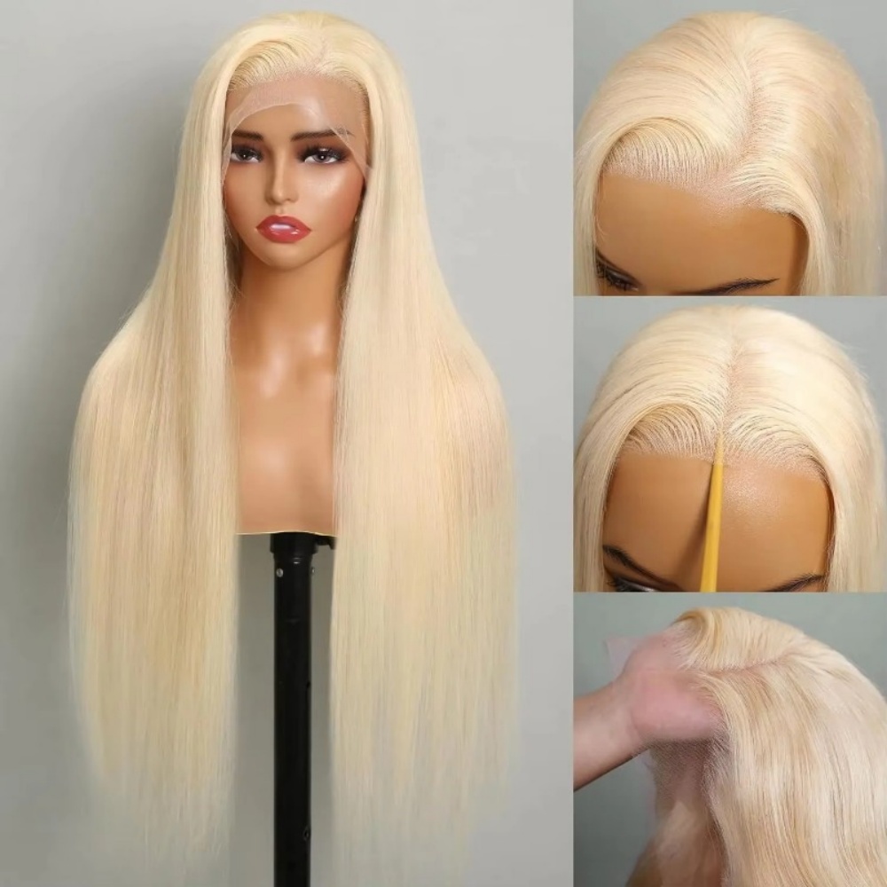 613 loira peruca de cabelo hum - Lace Front Wig avaliação e preço