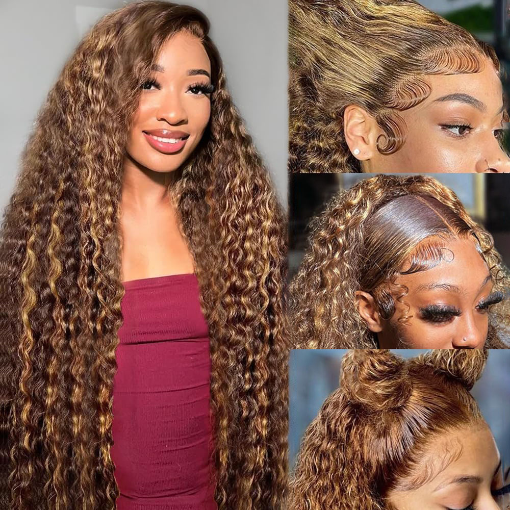 36 Polegada onda profunda p4/2 - Lace Front Wig avaliação e preço