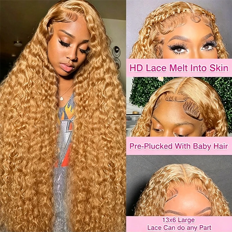 34 38 Polegada mel loira peruc - Lace Front Wig avaliação e preço
